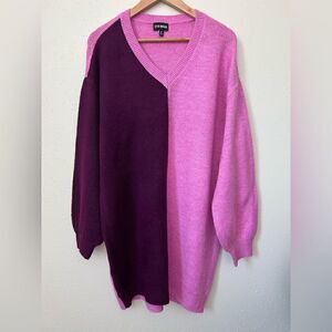 NWOT Steve Madden Colorblock Pink Burgundy Long Sweater Dress Size S